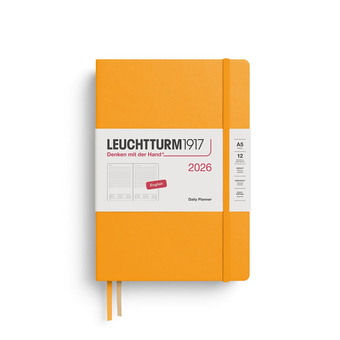 Agenda Journalier 2026 LEUCHTTURM1917, Anglais - A5 - Hardcover - Rising Sun - 4004117666674