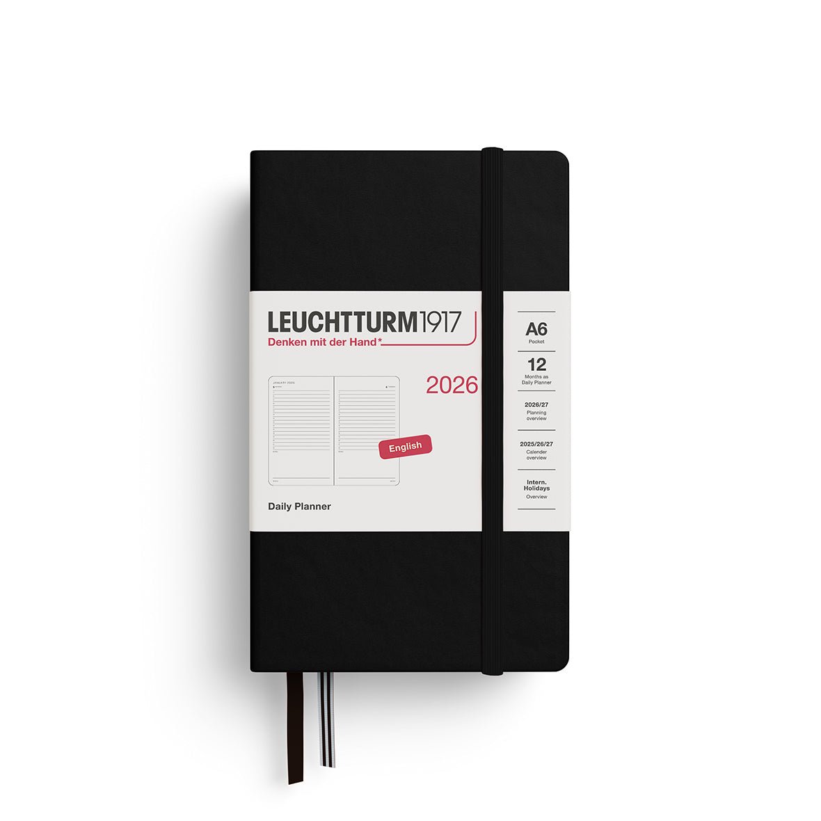 Agenda Journalier 2026 LEUCHTTURM1917, Anglais - A6 - Hardcover - Black - 4004117666711