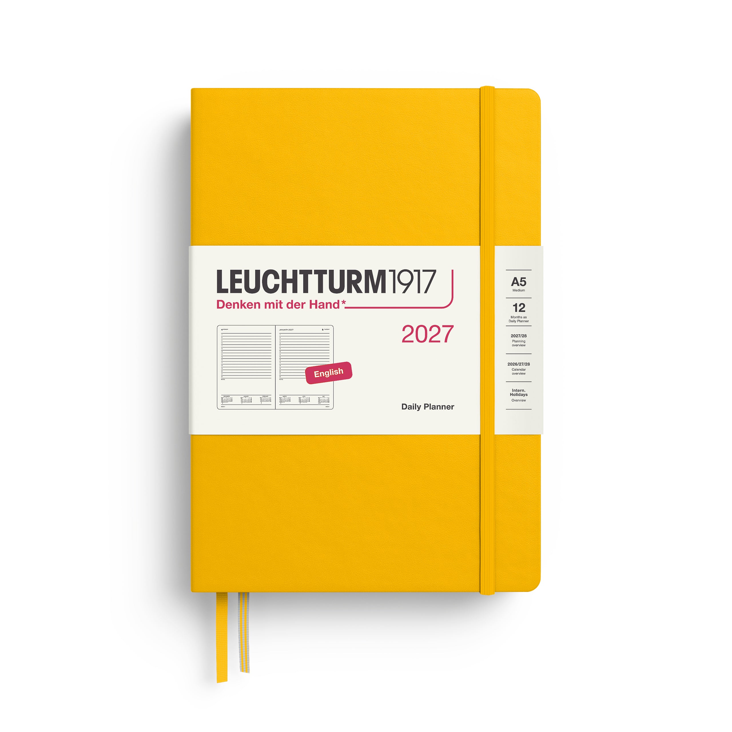 Agenda Journalier 2027 LEUCHTTURM1917, Anglais - A5 - Hardcover - Sunflower