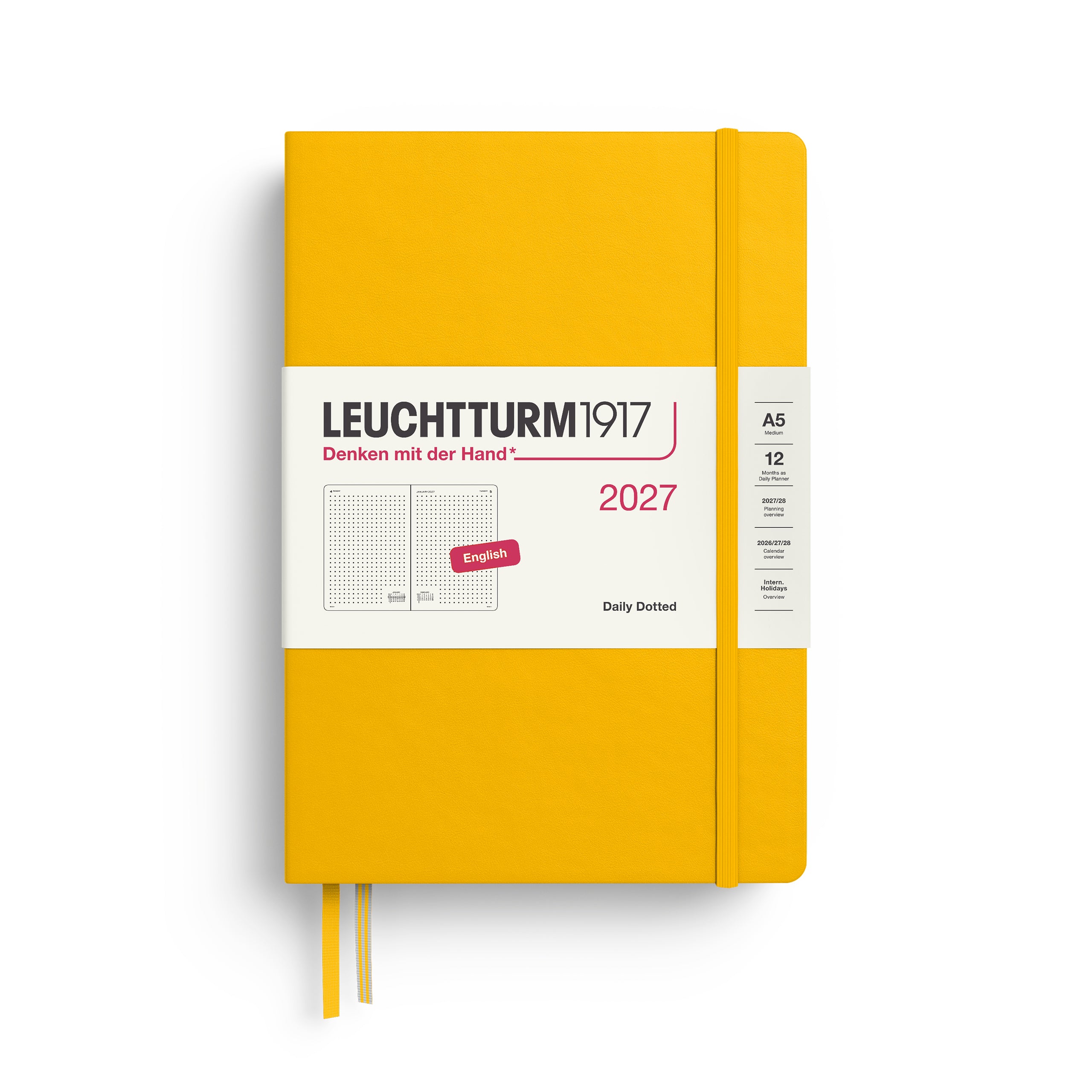 Agenda Journalier Pointillé 2027 LEUCHTTURM1917, Anglais - A5 - Hardcover - Sunflower