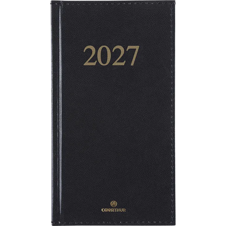 Agenda 2027 OBERTHUR Kiev - 9 x 16,5 cm - 1 semaine sur 2 pages - Orientation verticale - Noir