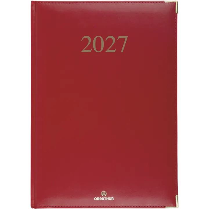 Agenda 2027 OBERTHUR Kiev - 21 x 29,7 cm - 1 semaine sur 2 pages - Orientation verticale - Rouge
