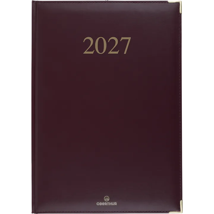 Agenda 2027 OBERTHUR Kiev - 21 x 27 cm - 1 semaine sur 2 pages - Orientation verticale - Bordeaux