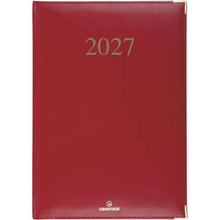 Agenda 2027 OBERTHUR Kiev - 21 x 27 cm - 1 semaine sur 2 pages - Orientation verticale - Rouge