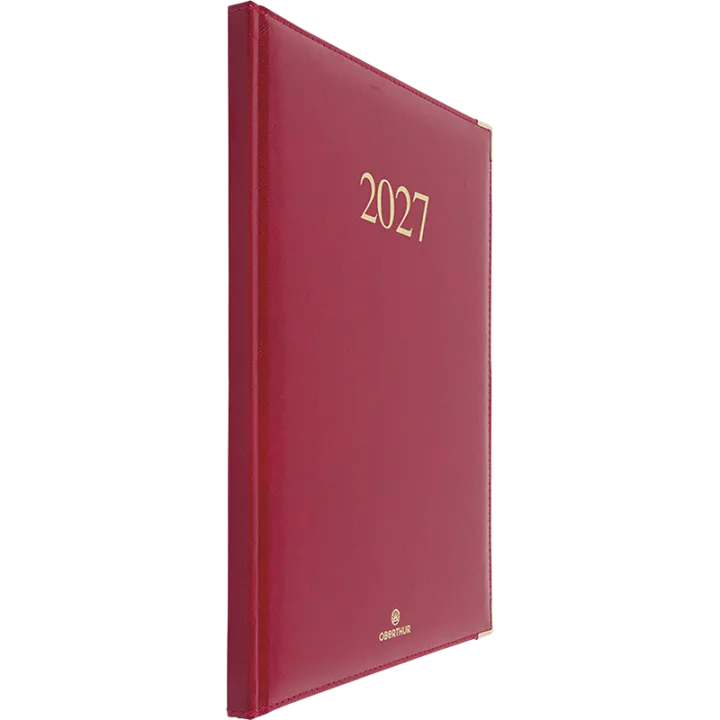 Agenda 2027 OBERTHUR Kiev - 16 x 24 cm - 1 semaine sur 2 pages - Orientation verticale - Rouge