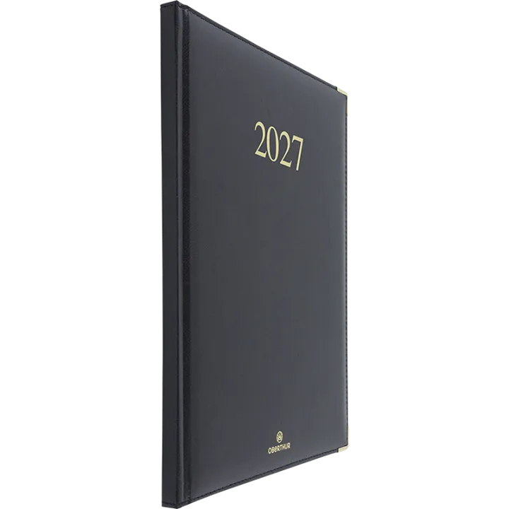 Agenda 2027 OBERTHUR Kiev - 21 x 27 cm - 1 semaine sur 2 pages - Orientation verticale - Noir