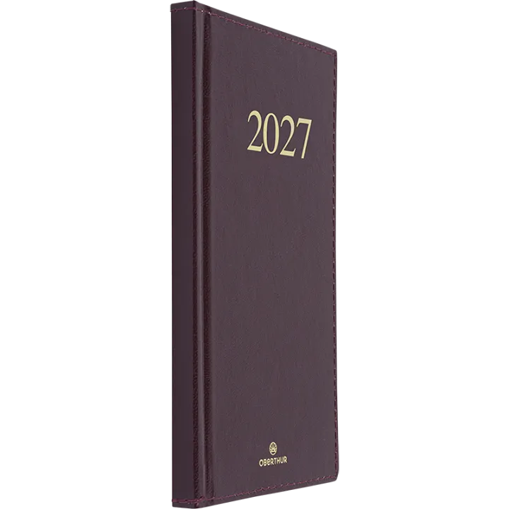 Agenda 2027 OBERTHUR Kiev - 9 x 16,5 cm - 1 semaine sur 2 pages - Orientation verticale - Bordeaux