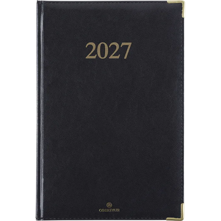Agenda 2027 OBERTHUR Kiev - 16 x 24 cm - 1 semaine sur 2 pages - Orientation verticale - Noir