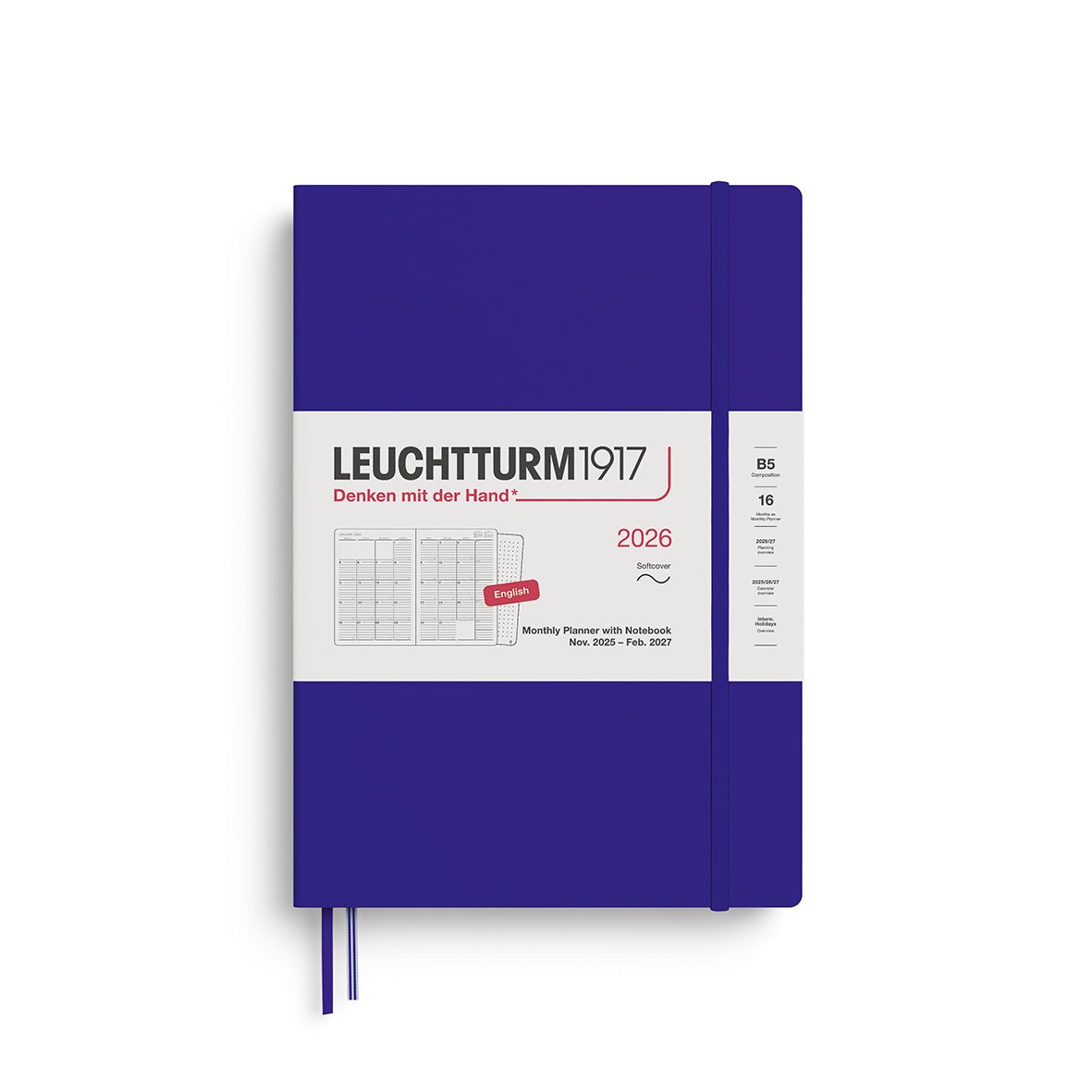 Agenda Mensuel 2026 LEUCHTTURM1917, Anglais - B5 - Softcover - Ink - 4004117666827