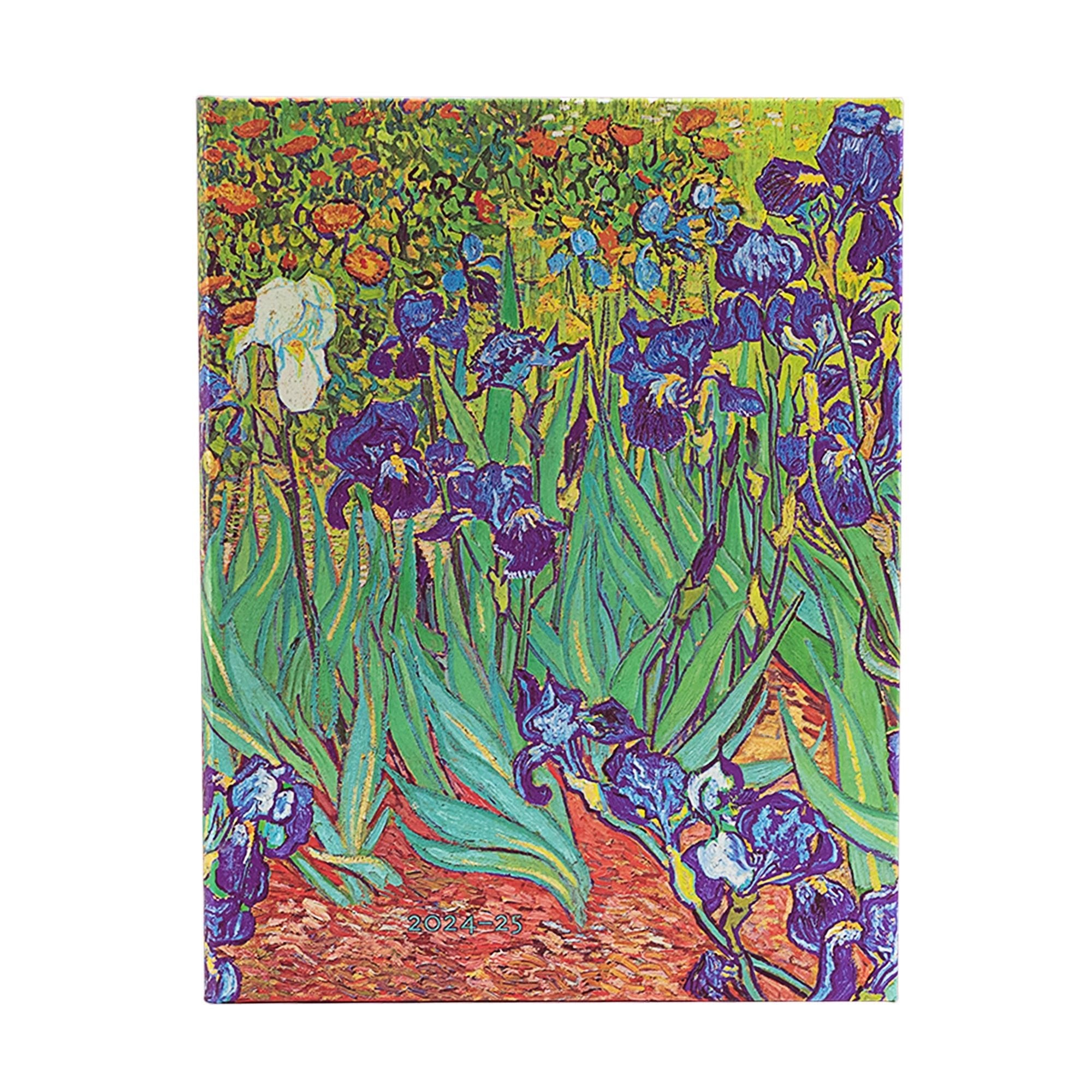 Agenda PAPERBLANKS 2025 Iris de Van Gogh - 18 mois - 1 semaine sur 2 pages - Ultra Rigide Vertical 208p - 9781408754009