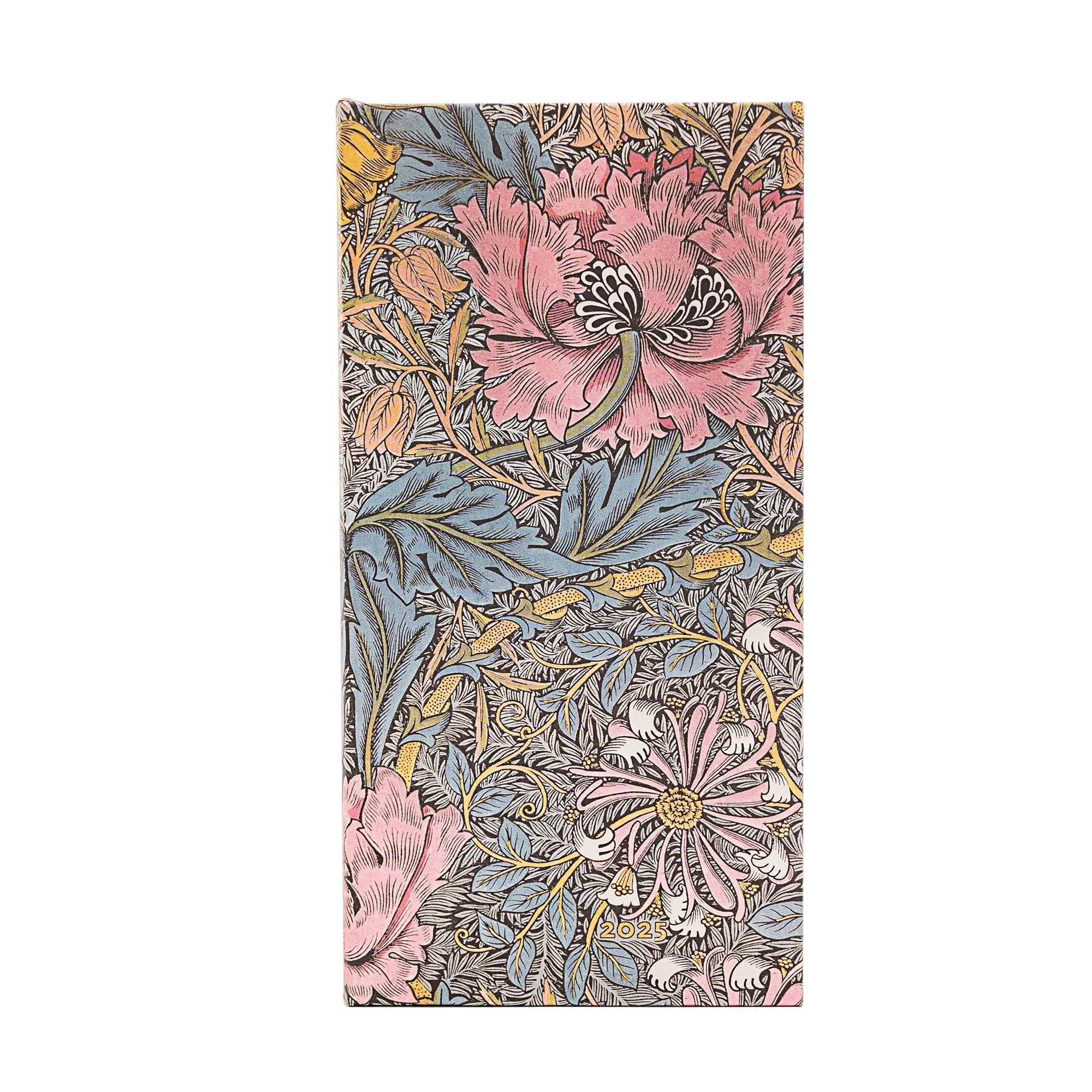 Agenda PAPERBLANKS 2025 Morris Chèvrefeuille Rose - 12 mois - 1 semaine sur 2 pages - Slim Rigide Horizontal 160p - 9781408758878
