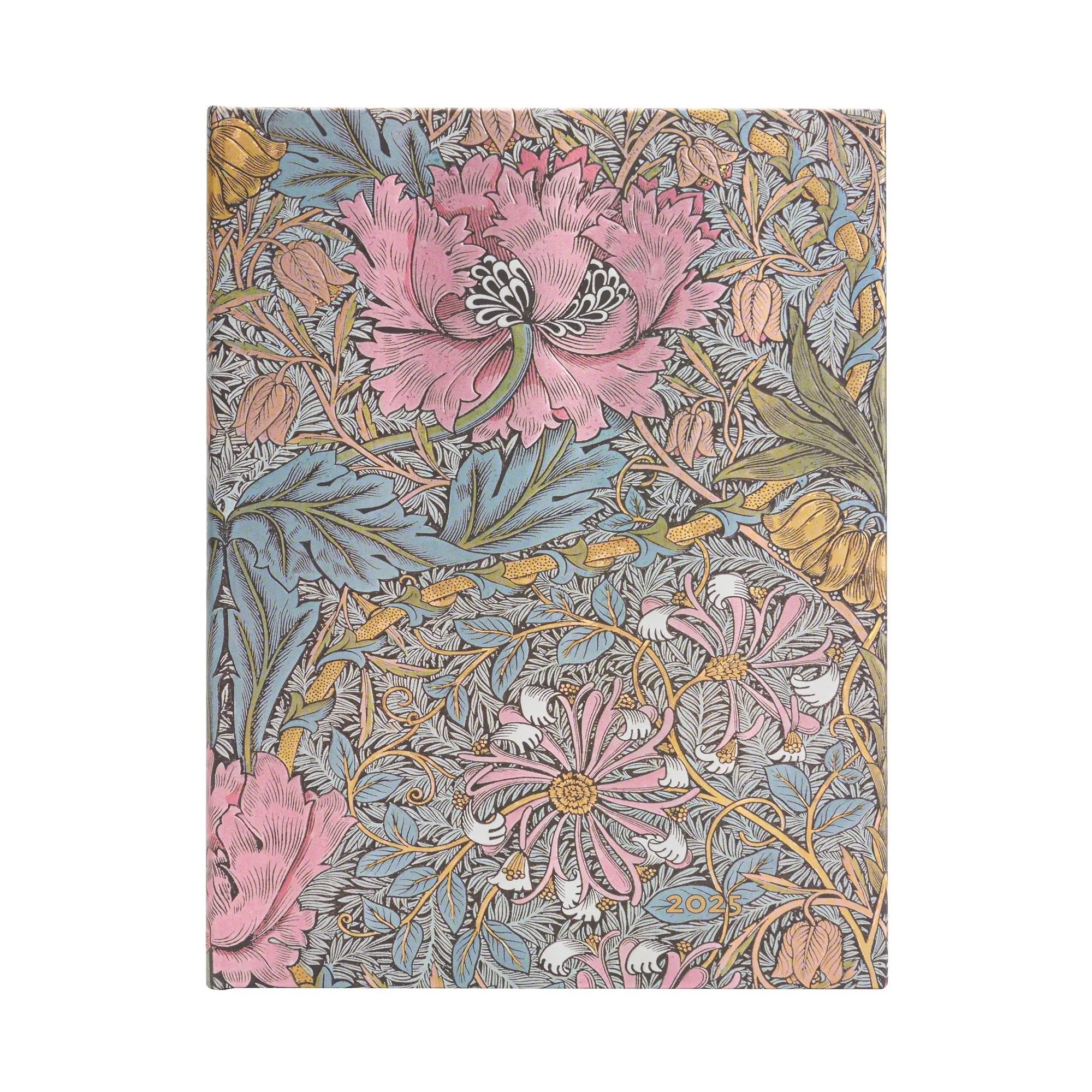 Agenda PAPERBLANKS 2025 Morris Chèvrefeuille Rose - 12 mois - 1 semaine sur 2 pages - Ultra Rigide Horizontal 160p - 9781408758168