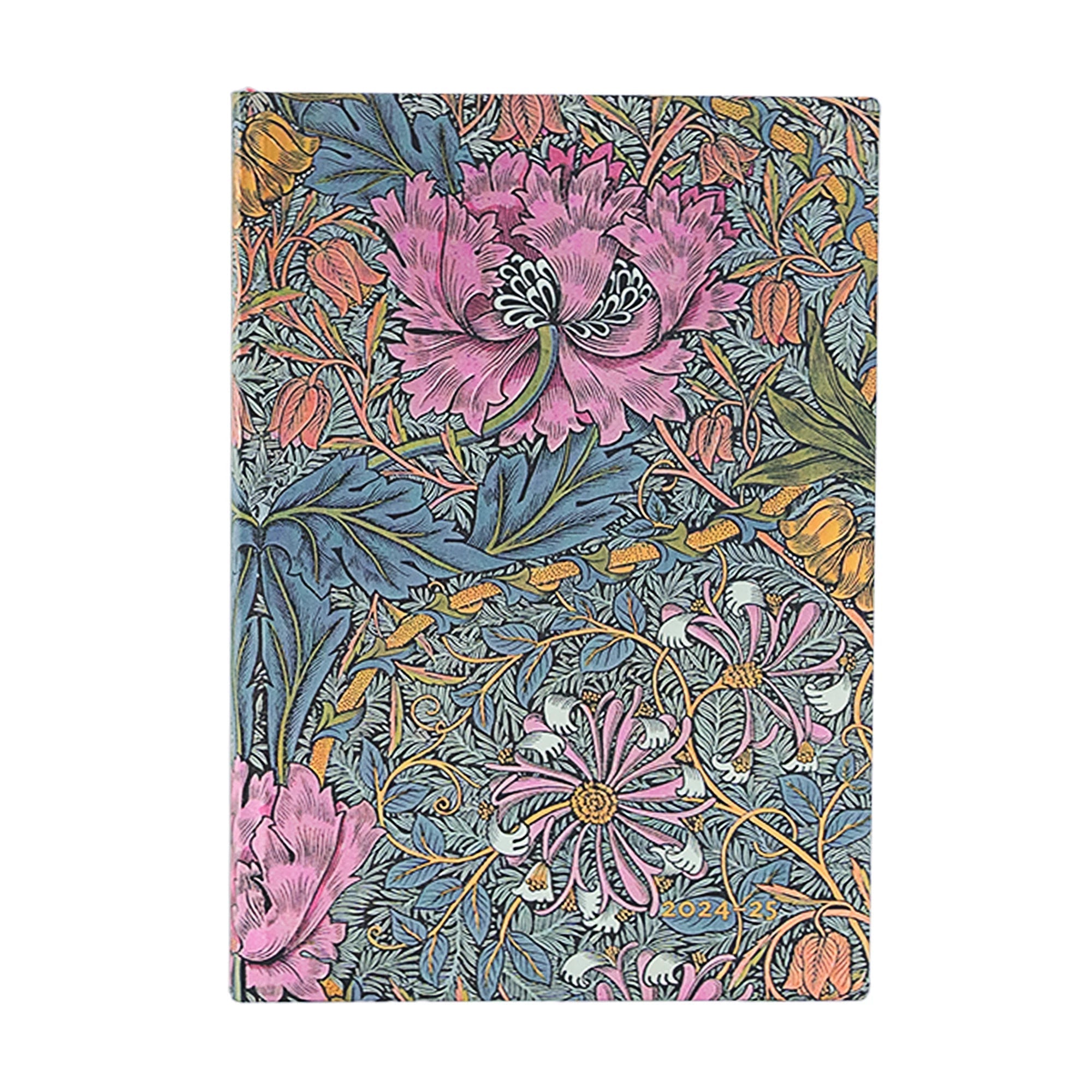 Agenda PAPERBLANKS 2025 Morris Chèvrefeuille Rose - 18 mois - 1 semaine sur 2 pages - Midi Souple Horizontal 224p - 9781408754030