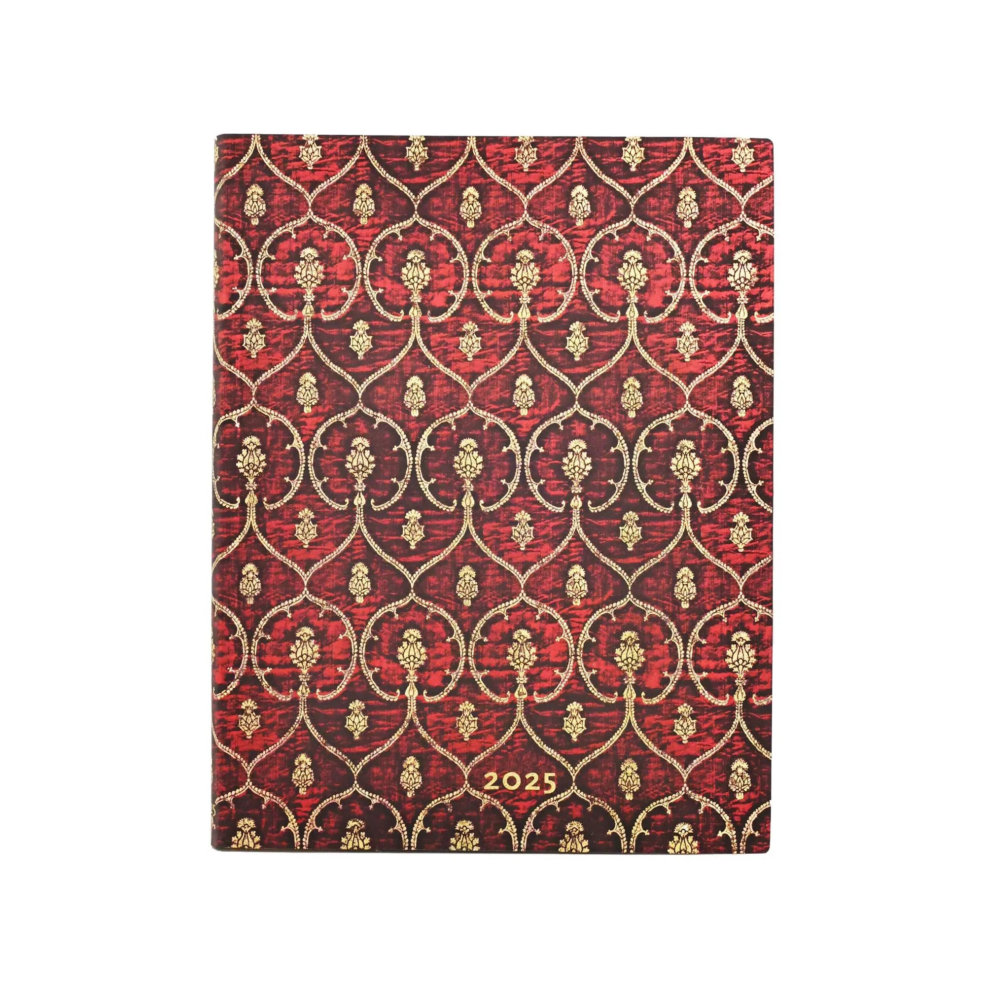 Agenda PAPERBLANKS 2025 Velours Rouge - 12 mois - 1 semaine sur 2 pages - Ultra Souple Vertical 176p - 9781408759684