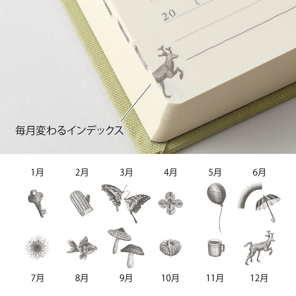 Agenda perpétuel MIDORI 5 Years Diary Mini - Vert clair - 4902805127103