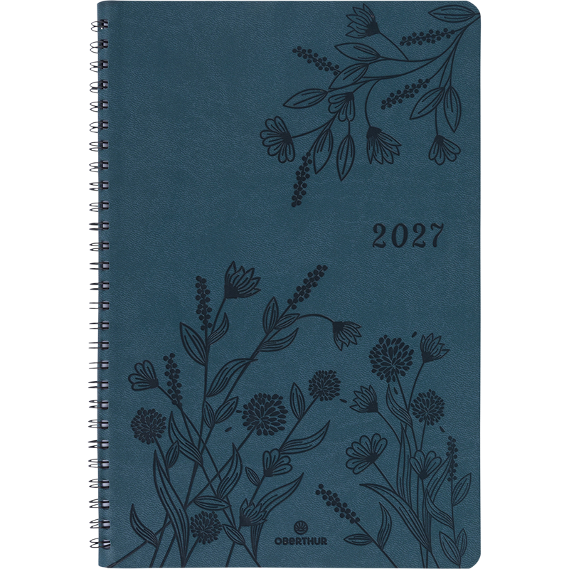 Agenda 2027 OBERTHUR Primrose - 16 x 24 cm - 1 semaine sur 2 pages - Orientation verticale - Vert canard