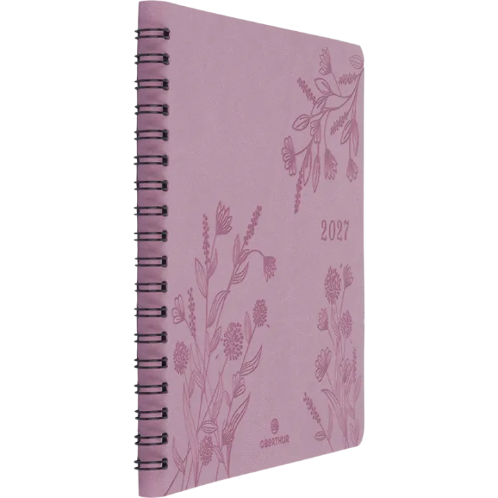 Agenda 2027 OBERTHUR Primrose - 16 x 16 cm - 1 semaine sur 2 pages - Orientation verticale - Bois de rose