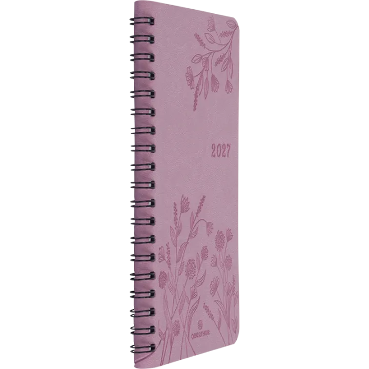 Agenda 2027 OBERTHUR Primrose - 9 x 16,5 cm - 1 semaine sur 2 pages - Orientation verticale - Bois de rose