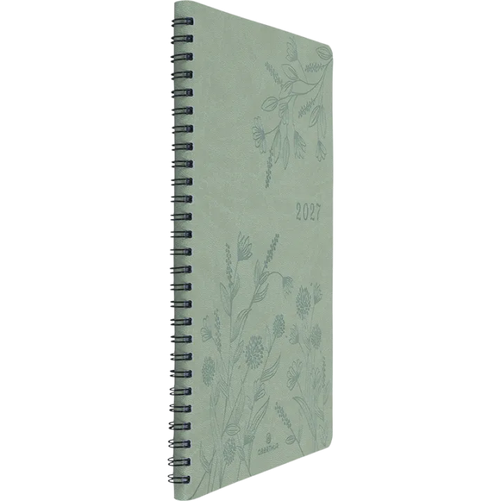 Agenda 2027 OBERTHUR Primrose - 16 x 24 cm - 1 semaine sur 2 pages - Orientation verticale - Vert sauge