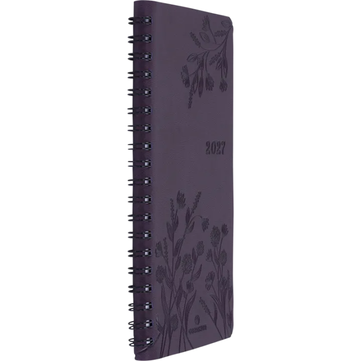 Agenda 2027 OBERTHUR Primrose - 9 x 16,5 cm - 1 semaine sur 2 pages - Orientation verticale - Violet