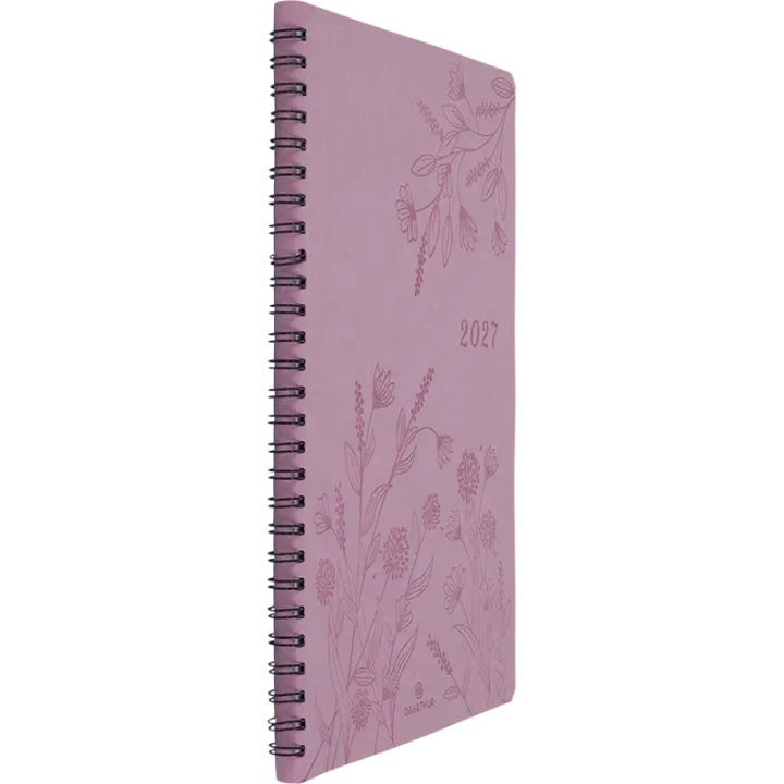Agenda 2027 OBERTHUR Primrose - 16 x 24 cm - 1 semaine sur 2 pages - Orientation verticale - Bois de rose