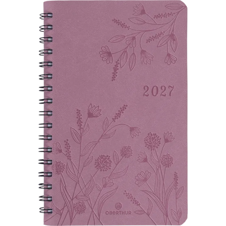 Agenda 2027 OBERTHUR Primrose - 10 x 15 cm - 1 semaine sur 2 pages - Orientation verticale - Bois de rose