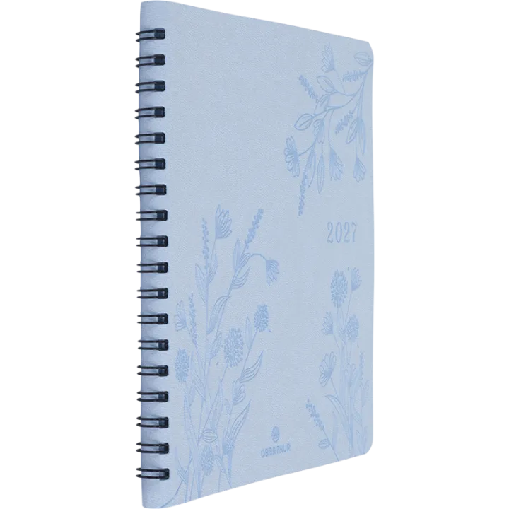 Agenda 2027 OBERTHUR Primrose - 16 x 16 cm - 1 semaine sur 2 pages - Orientation verticale - Bleu ciel