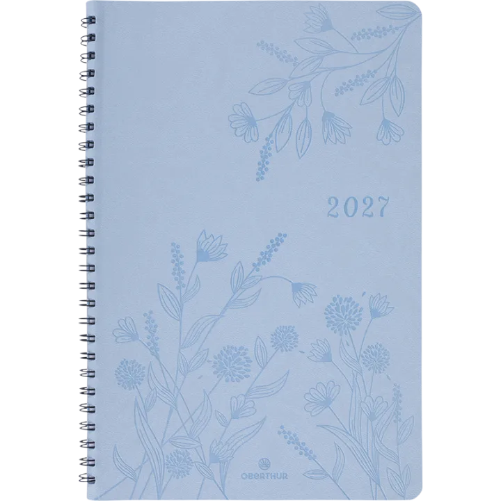 Agenda 2027 OBERTHUR Primrose - 16 x 24 cm - 1 semaine sur 2 pages - Orientation verticale - Bleu ciel