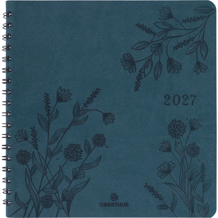 Agenda 2027 OBERTHUR Primrose - 16 x 16 cm - 1 semaine sur 2 pages - Orientation verticale - Vert canard