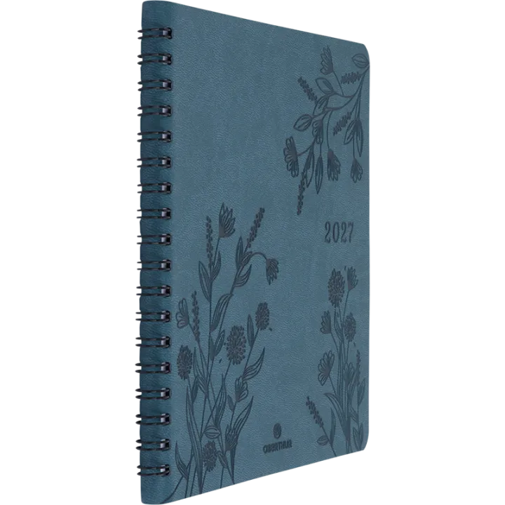 Agenda 2027 OBERTHUR Primrose - 16 x 16 cm - 1 semaine sur 2 pages - Orientation verticale - Vert canard