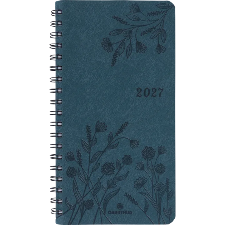Agenda 2027 OBERTHUR Primrose - 9 x 16,5 cm - 1 semaine sur 2 pages - Orientation verticale - Vert canard