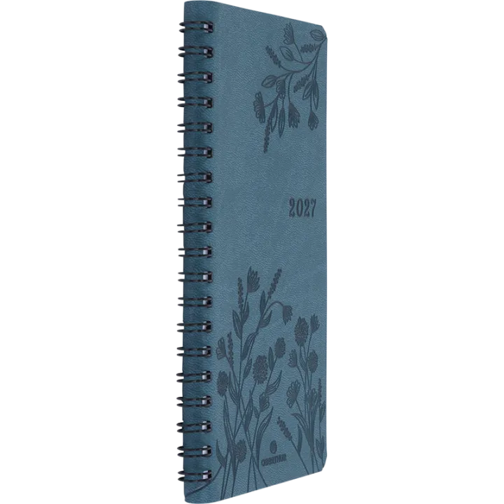 Agenda 2027 OBERTHUR Primrose - 9 x 16,5 cm - 1 semaine sur 2 pages - Orientation verticale - Vert canard