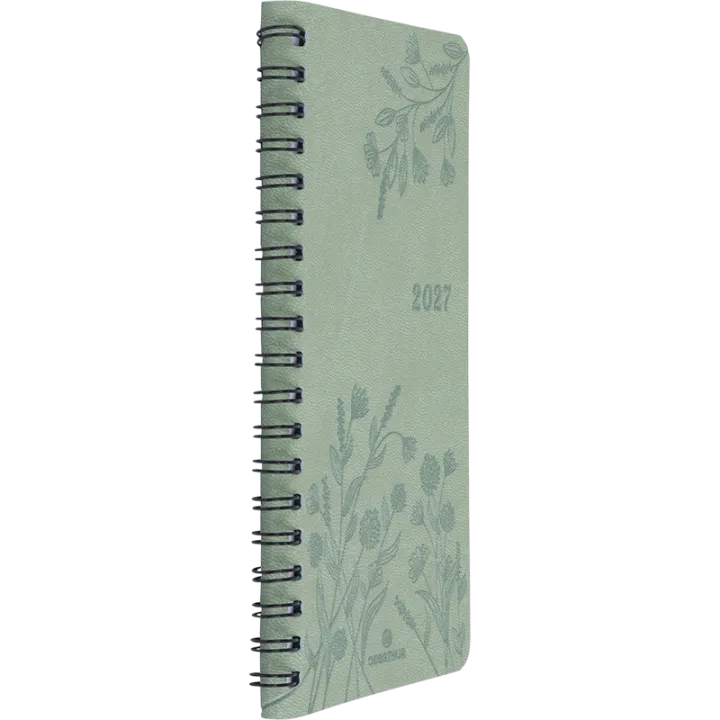 Agenda 2027 OBERTHUR Primrose - 9 x 16,5 cm - 1 semaine sur 2 pages - Orientation verticale - Vert sauge