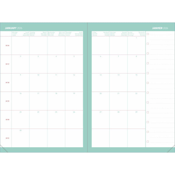 Agenda 2027 QUO VADIS Affaires Color - 10 x 15 cm - 1 semaine sur 2 pages - Orientation verticale - Susan aubergine