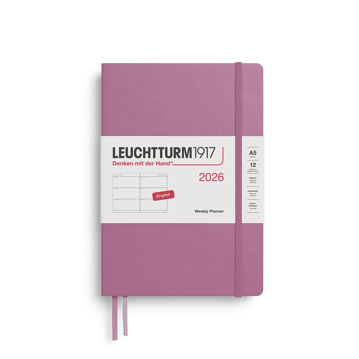 Agenda Semainier 2026 LEUCHTTURM1917, Anglais - A5 - Hardcover - Dusty Rose - 4004117666001