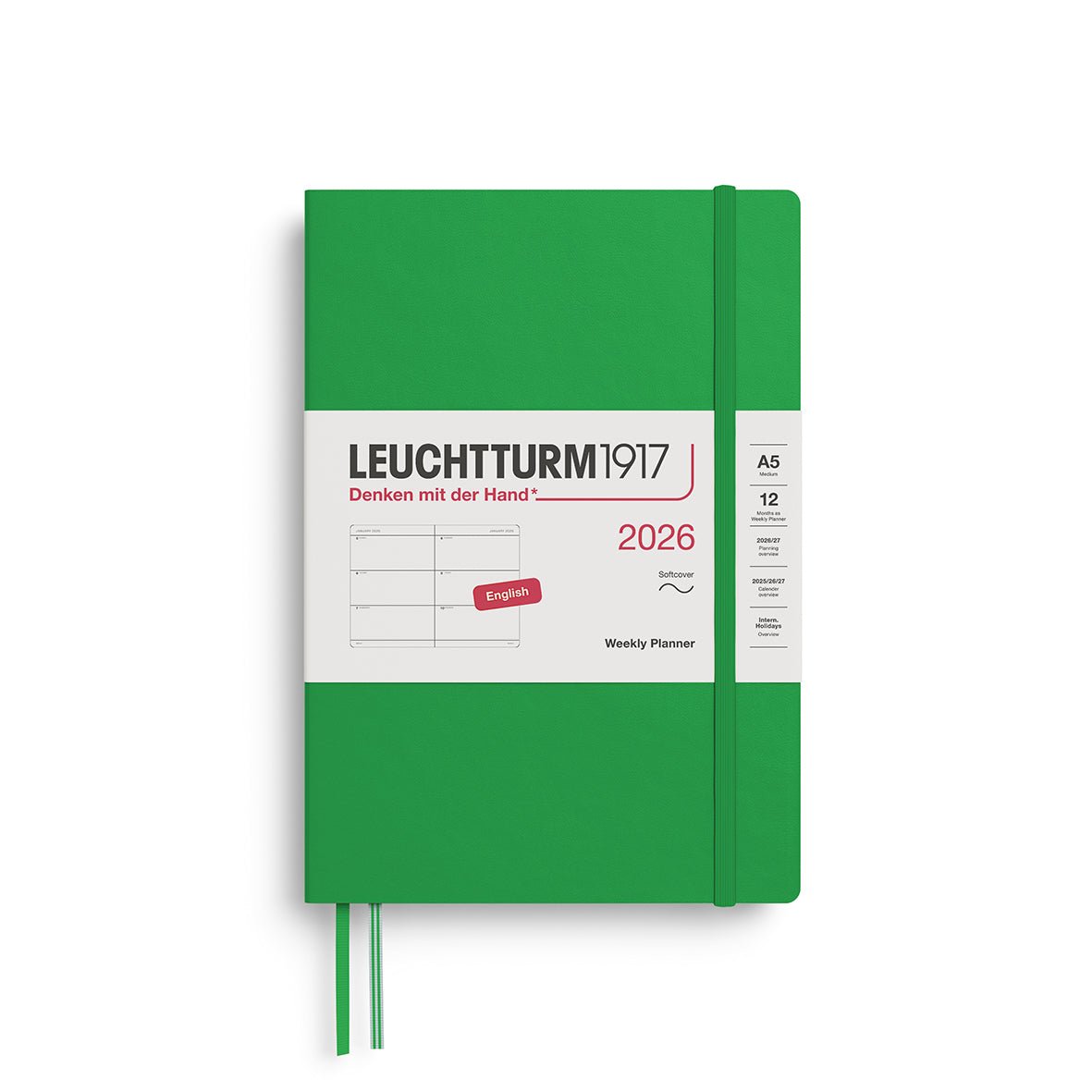 Agenda Semainier 2026 LEUCHTTURM1917, Anglais - A5 - Softcover - Spring Leaf - 4004117666339