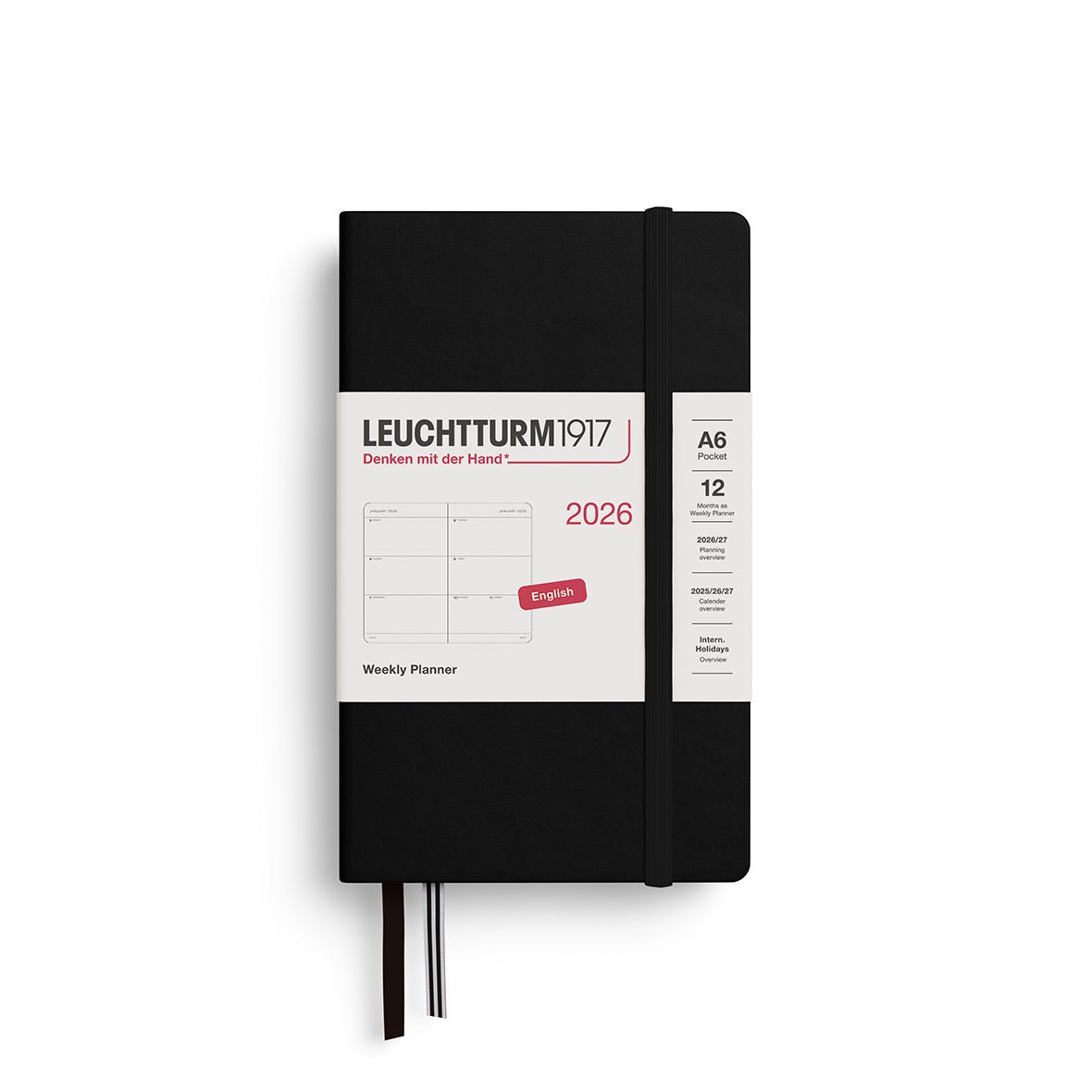 Agenda Semainier 2026 LEUCHTTURM1917, Anglais - A6 - Hardcover - Black - 4004117666155