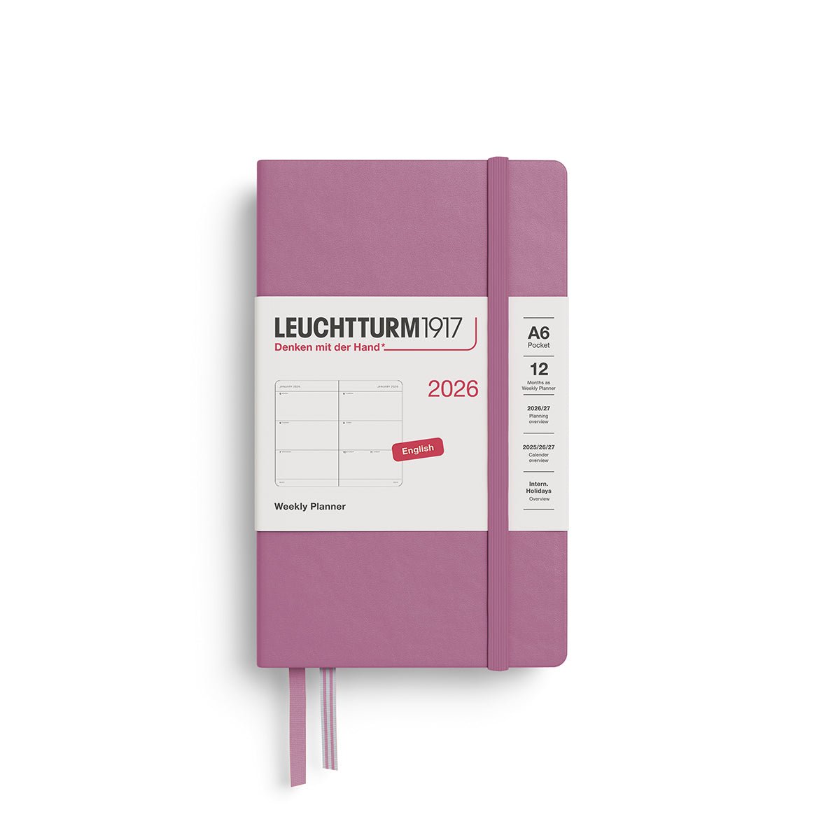 Agenda Semainier 2026 LEUCHTTURM1917, Anglais - A6 - Hardcover - Dusty Rose - 4004117666162
