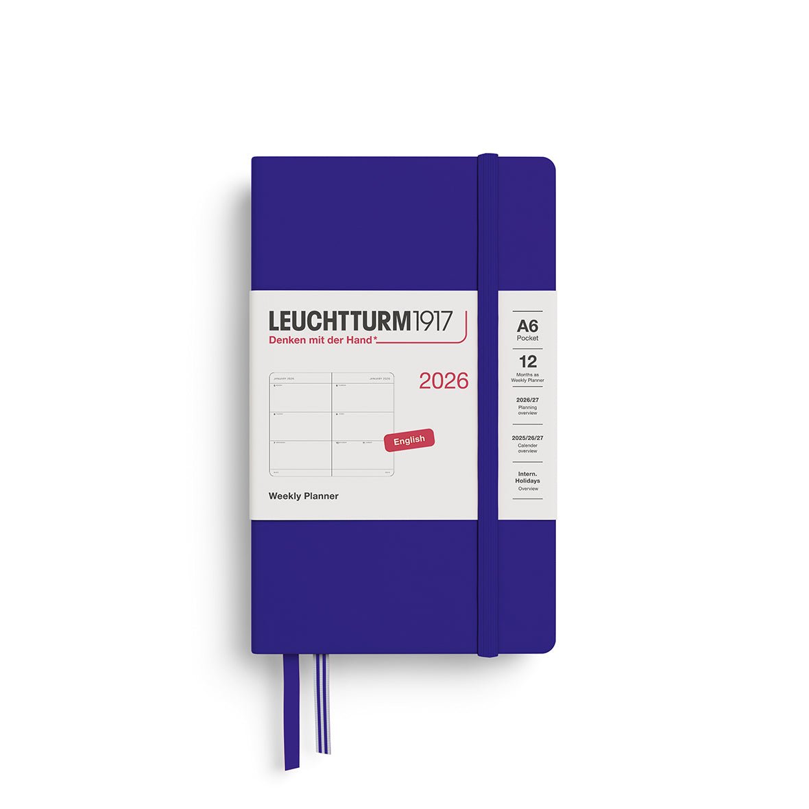 Agenda Semainier 2026 LEUCHTTURM1917, Anglais - A6 - Hardcover - Ink - 4004117666223