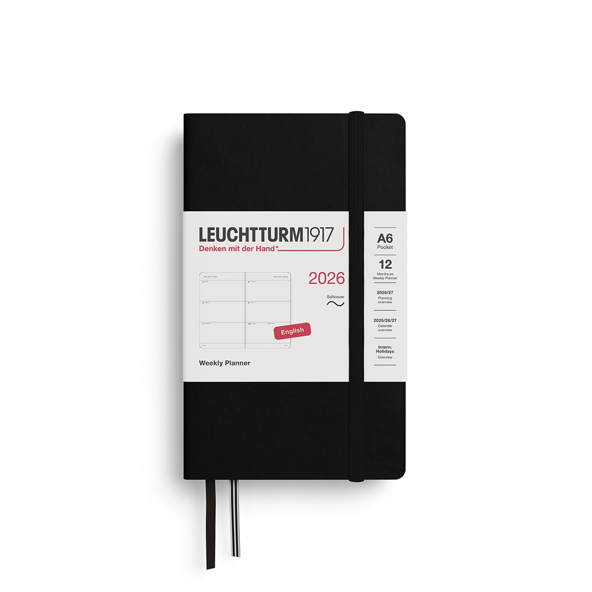 Agenda Semainier 2026 LEUCHTTURM1917, Anglais - A6 - Softcover - Black - 4004117666377