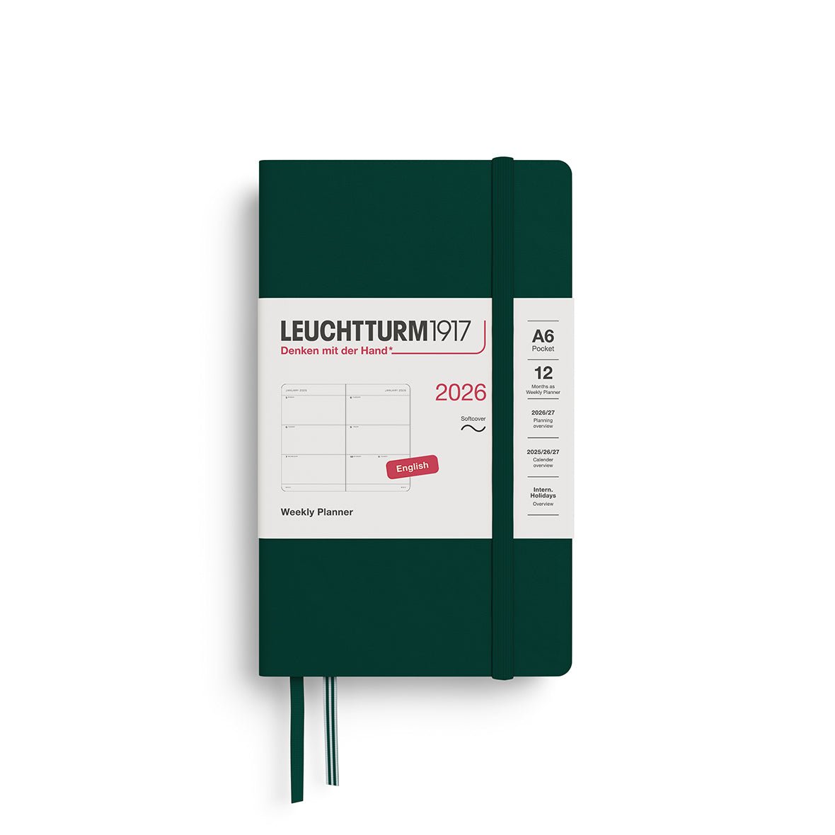 Agenda Semainier 2026 LEUCHTTURM1917, Anglais - A6 - Softcover - Forest Green - 4004117666421