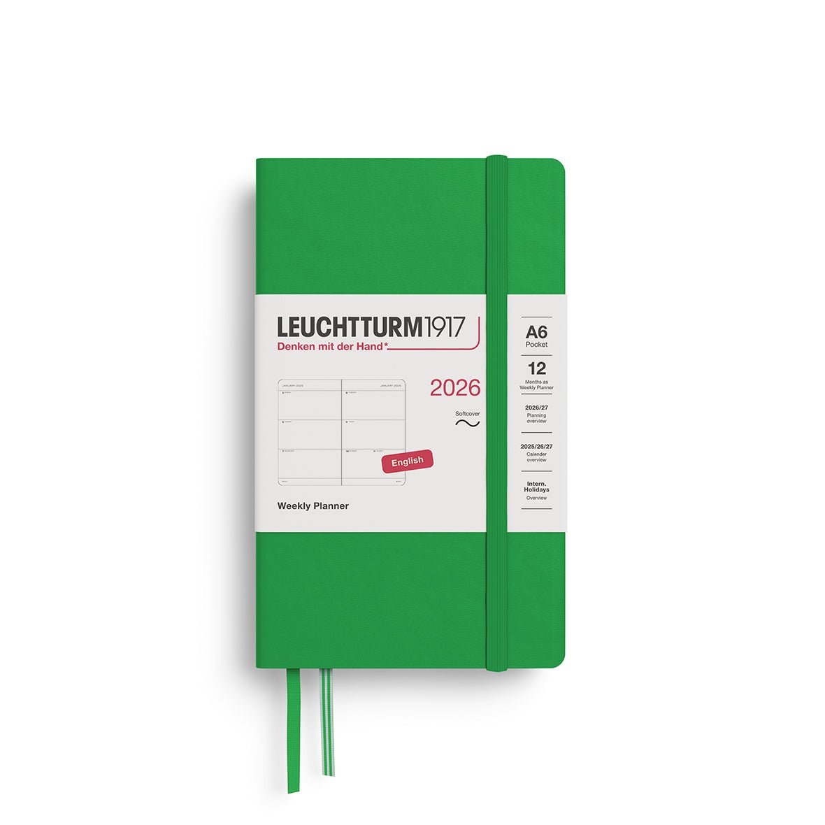 Agenda Semainier 2026 LEUCHTTURM1917, Anglais - A6 - Softcover - Spring Leaf - 4004117666414