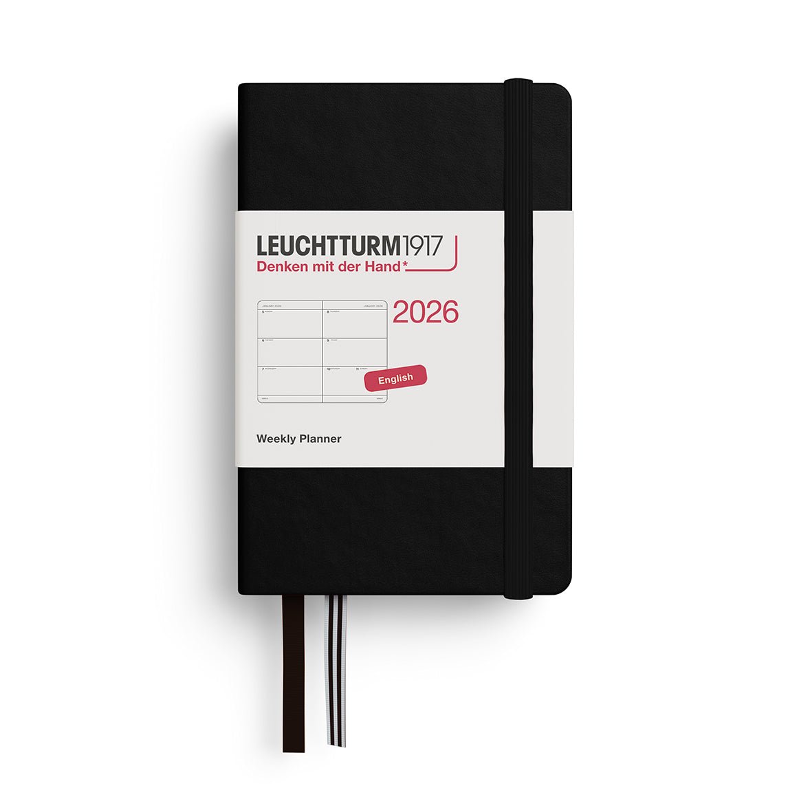 Agenda Semainier 2026 LEUCHTTURM1917, Anglais - A7 - Hardcover - Black - 4004117666230