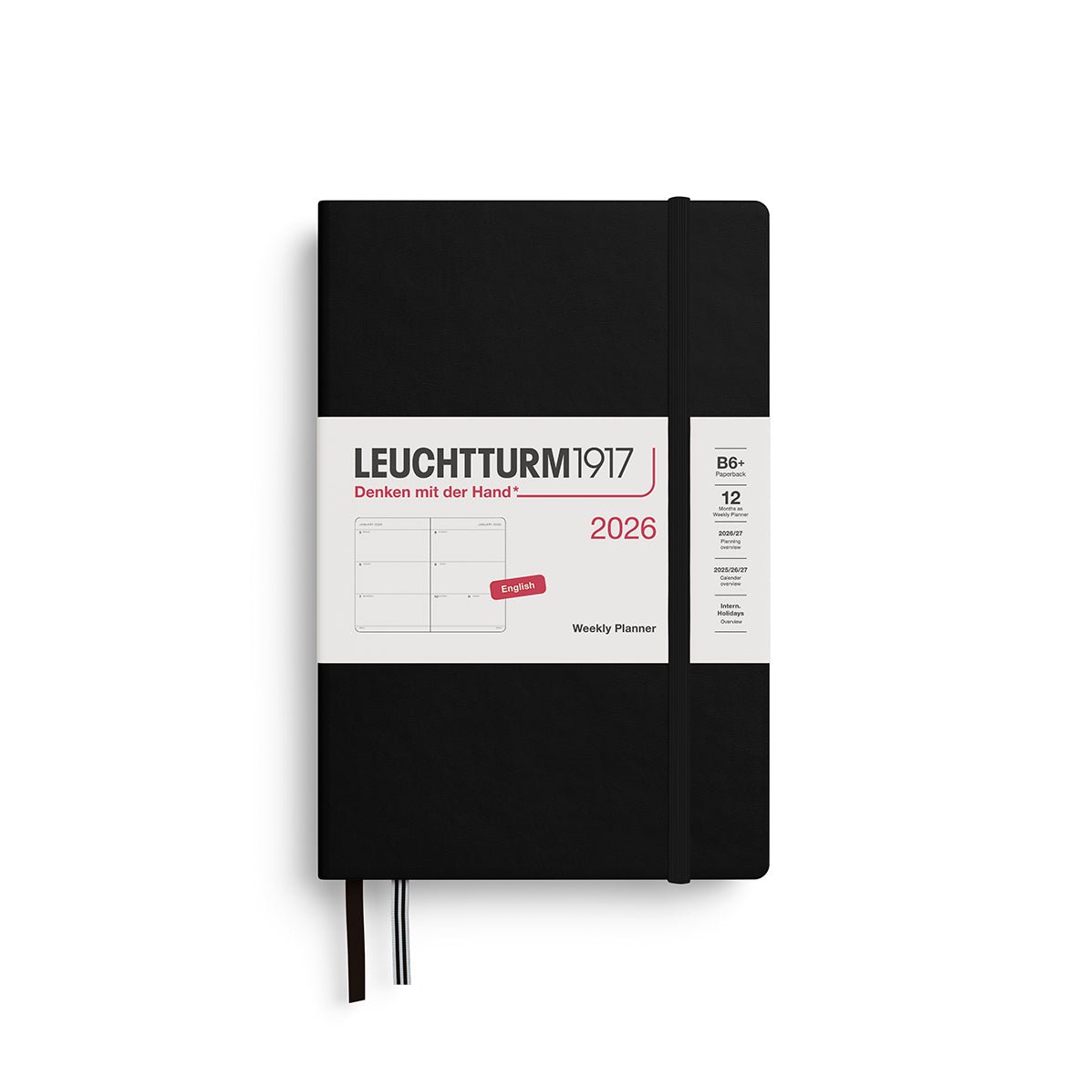 Agenda Semainier 2026 LEUCHTTURM1917, Anglais - B6+ - Hardcover - Black - 4004117666070