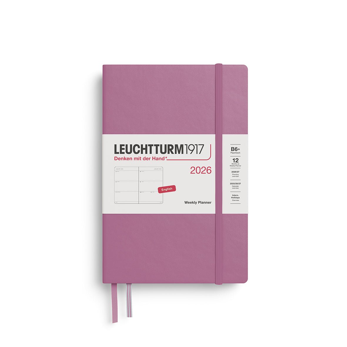 Agenda Semainier 2026 LEUCHTTURM1917, Anglais - B6+ - Hardcover - Dusty Rose - 4004117666087