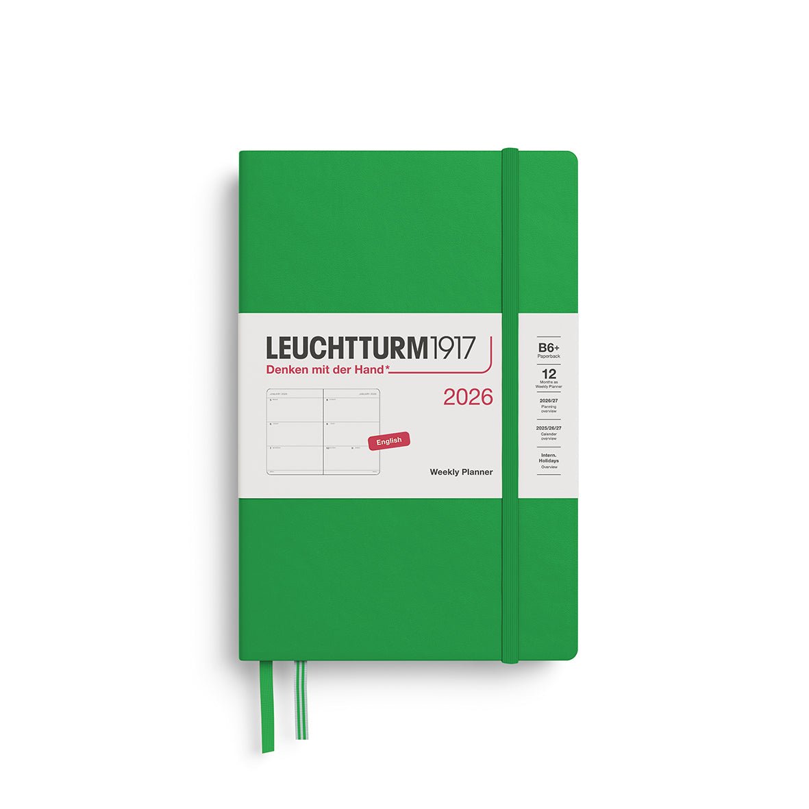 Agenda Semainier 2026 LEUCHTTURM1917, Anglais - B6+ - Hardcover - Spring Leaf - 4004117666117