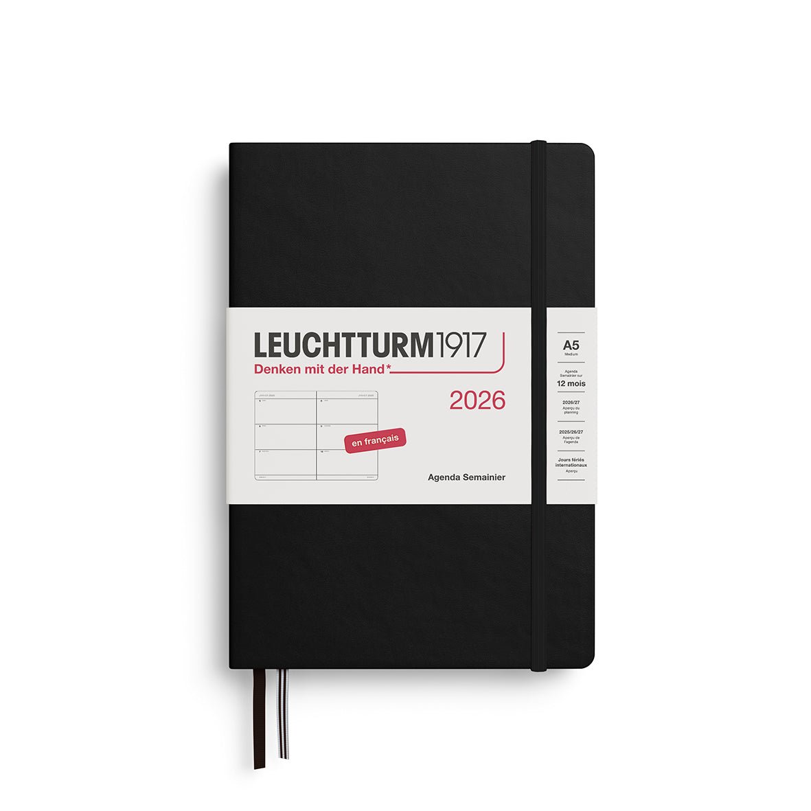 Agenda Semainier 2026 LEUCHTTURM1917, Français - A5 - Hardcover - Black - 4004117665998