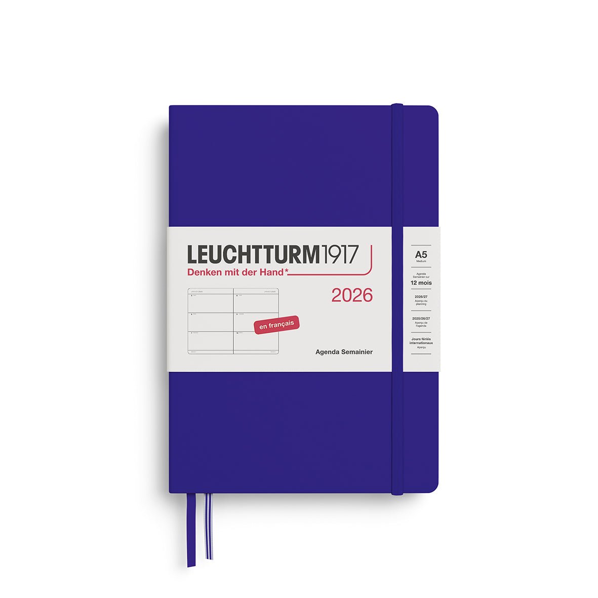 Agenda Semainier 2026 LEUCHTTURM1917, Français - A5 - Hardcover - Ink - 4004117667534