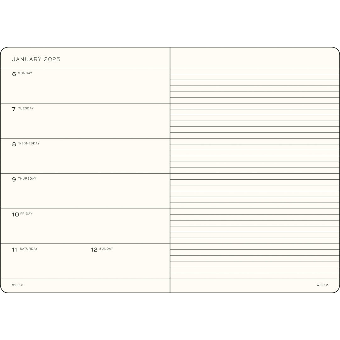 Agenda Semainier & Carnet de Notes Souple 2025 LEUCHTTURM1917, Anglais - 1 semaine + notes - A6 - Apricot - 4004117652035