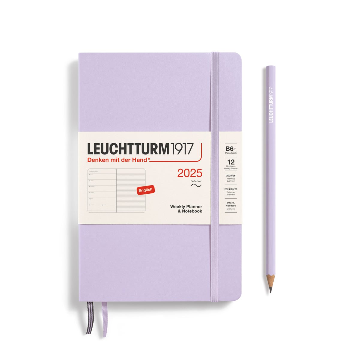 Agenda Semainier & Carnet de Notes Souple 2025 LEUCHTTURM1917, Anglais - 1 semaine + notes - B6+ - Lilac - 4004117651069